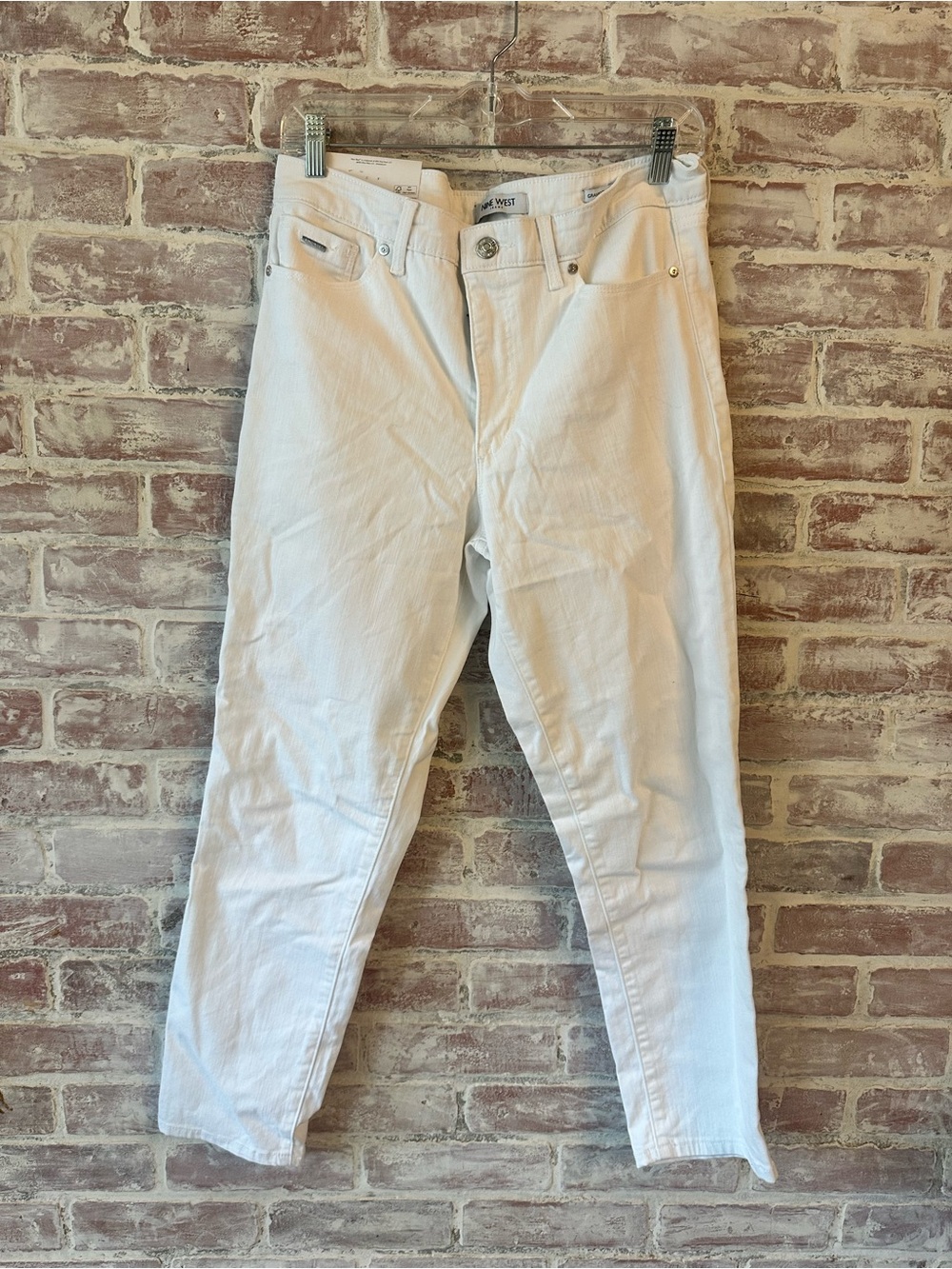 Nine West White Cropped High-Rise Jeans